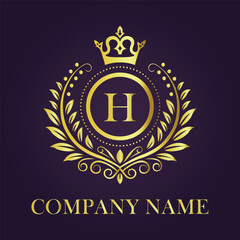 Letter H luxury gold logo concept