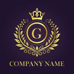 Letter G luxury gold logo concept