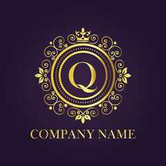Letter Q luxury gold logo concept