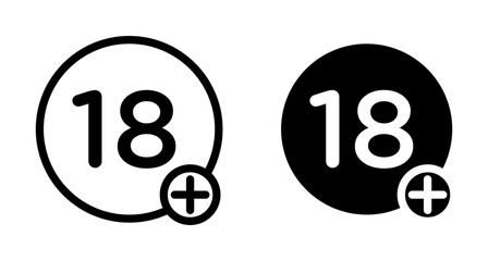 18 Plus icons collection in black and blue colors