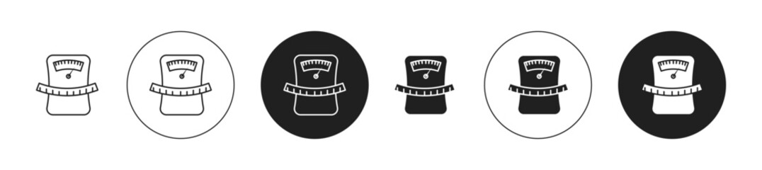Dieting icons set in black filled and outlined style