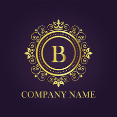 Letter B luxury gold logo concept