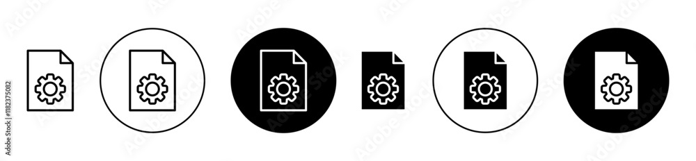 Poster document settings icons set in black filled and outlined style