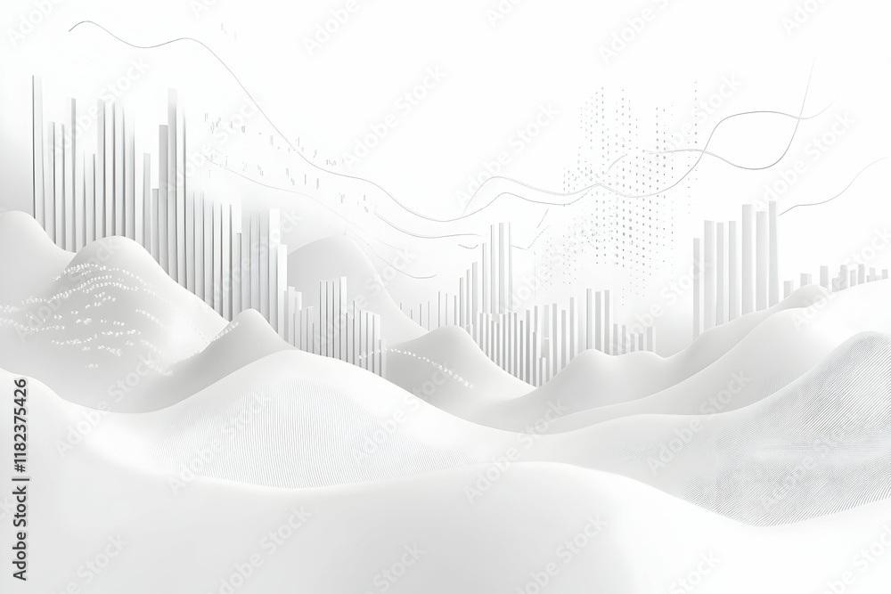 Aufkleber abstract background with a grey flat bar graph and line chart of stock market or financial data, vec
