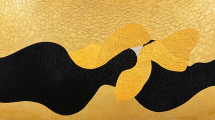 Obraz premium Abstract Gold Black Wave Art Painting Texture
