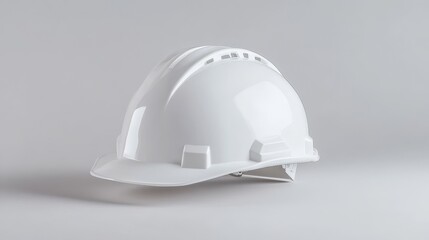 White Construction Safety Helmet on Gray Background