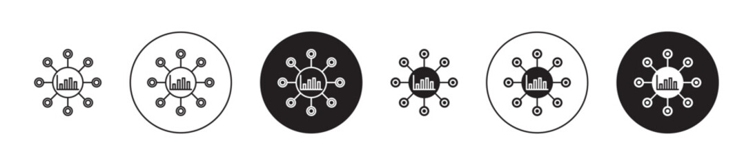 Gathering information icons set in black filled and outlined style