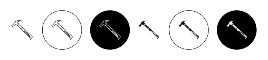 Hammer icons in black and blue set