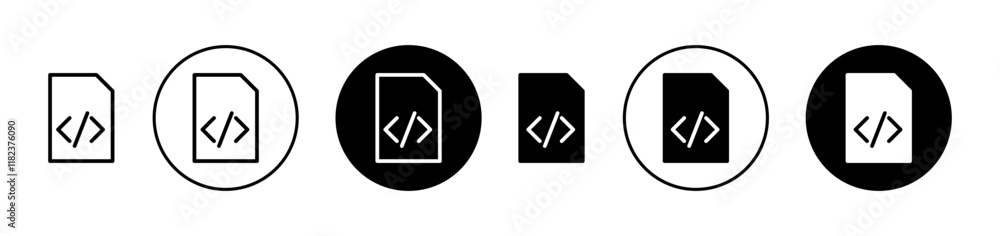 Fototapete HTML script icons set in black filled and outlined style