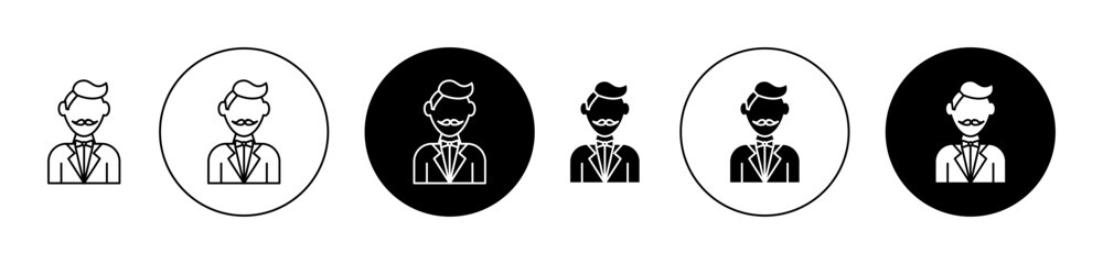 Hipster icons set in black filled and outlined style