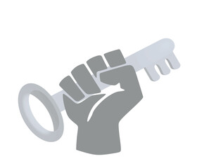 Fist hold old key. vector