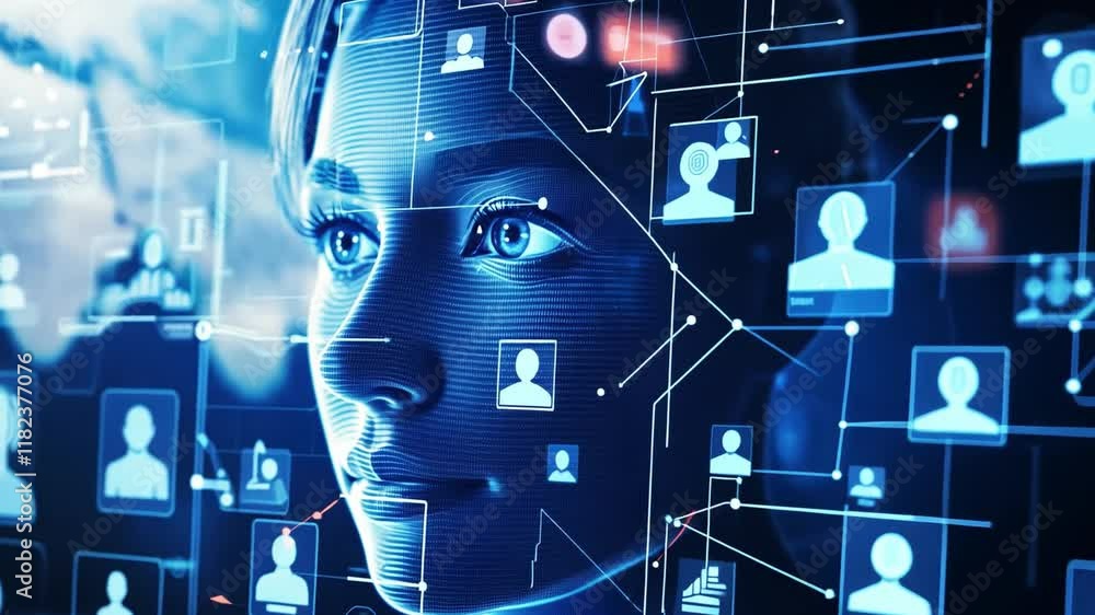 Poster futuristic visuals highlight the concept of digital connections and social networking, emphasizing t