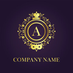 Letter A luxury gold logo concept