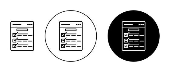 Online exam test icons collection in black and blue colors