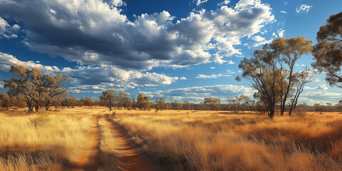 simple track in savannah landscape