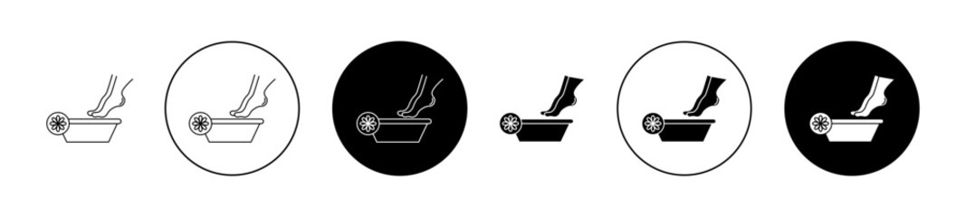 Pedicure icons set in black filled and outlined style