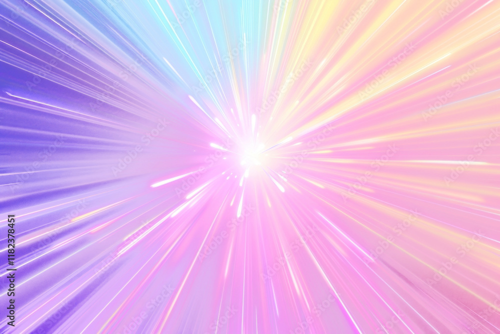 Poster png a rainbow gradient background with light rays illuminated explosion lighting.