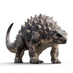 Fototapeta premium A spiked dinosaur-like creature stands on a white background, showcasing its robust features.