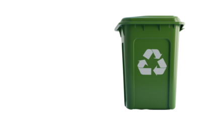 green recycle bin isolated on white background 