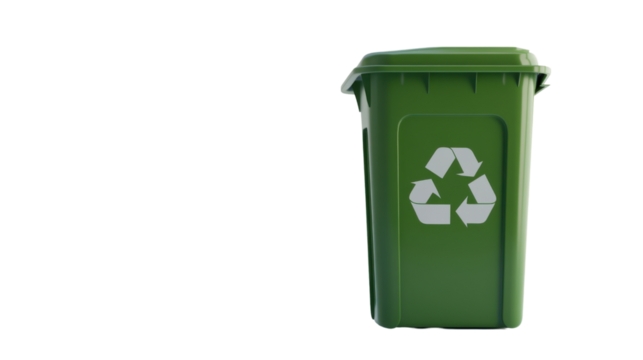 green recycle bin isolated on white background 