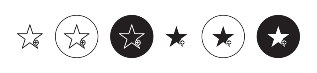 Star favorite icons set in black filled and outlined style