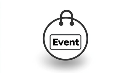 Circular event calendar icon, white background, schedule reminder