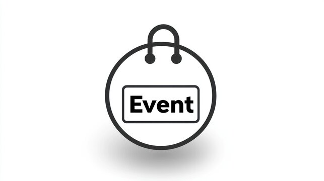 Circular event calendar icon, white background, schedule reminder