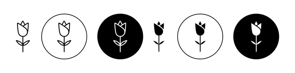 Tulip icons collection in black and blue colors
