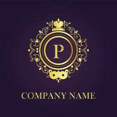 Letter P luxury gold logo concept