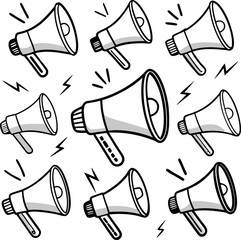 Megaphone outline icon set vector on white background