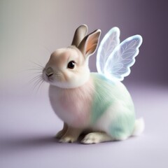 Obraz premium Fantasy baby rabbit with fairy wings. Easter or Valentine's day concept