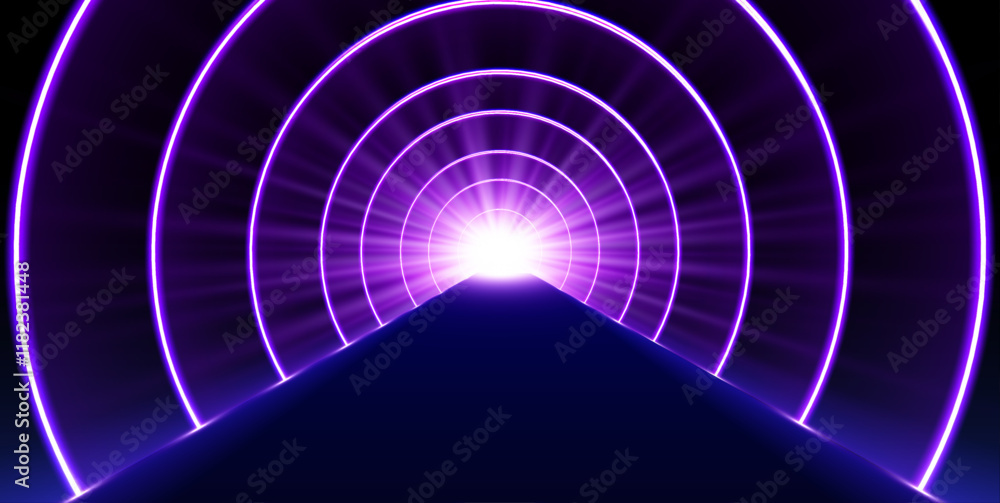 Poster geometric neon laser pathway. a series of neon laser lines create an abstract, geometric pathway lea