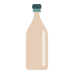 This PNG image on a transparent background shows a stylized beige glass bottle with a dark green cap, symbolizing sustainable and eco-friendly packaging in a minimalist design.