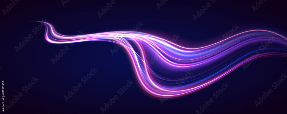 Aufkleber speed trails of neon-colored lights create an abstract, glowing illustration of how rapidly technolo