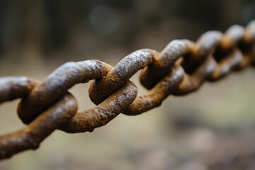 Rusty metal chain links, close-up view.