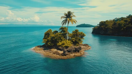 tropical island in the clear turquoise ocean, tropical summer