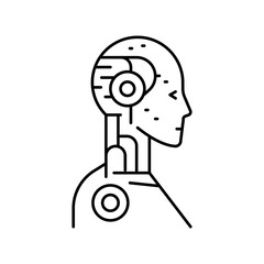 intelligent robot lline icon.