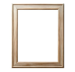 Realistic wooden photo frame mockup. Simple clean portrait large a3, a4 artistic frame mock-up isolated on transparent background. Modern, minimal poster template. Vertical wide boho picture frame