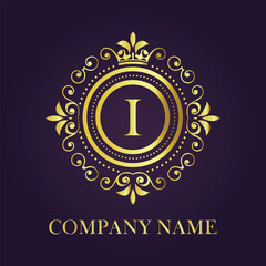 Letter I luxury gold logo concept