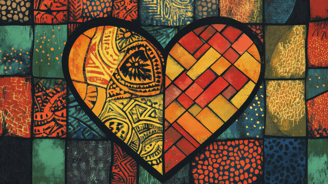 Artistic heart design for Black History Month