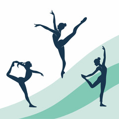 Fototapeta premium Graceful Gymnastics Poses in Silhouette