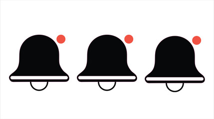 Black notification bell icons with red alert dots on a white background