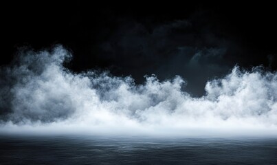 Dark, foggy background with a dark sky and sea, a dark atmosphere, misty and smoky. 
