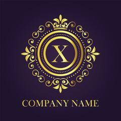 Letter X luxury gold logo concept