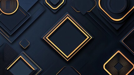 Abstract Dark Blue Gold Geometric Shapes Background