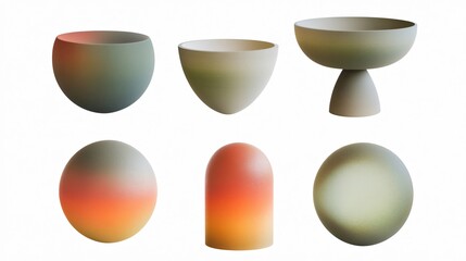 Abstract Gradient Ceramic Bowls and Eggs Set