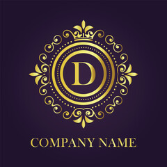 Letter D luxury gold logo concept