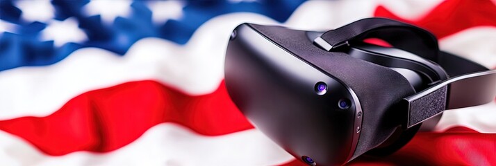  vr headset and american flag 