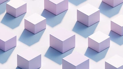 Fototapeta premium Abstract Pastel Cubes Pattern Background Light Minimalist 3D Render