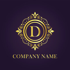 Letter D luxury gold logo concept